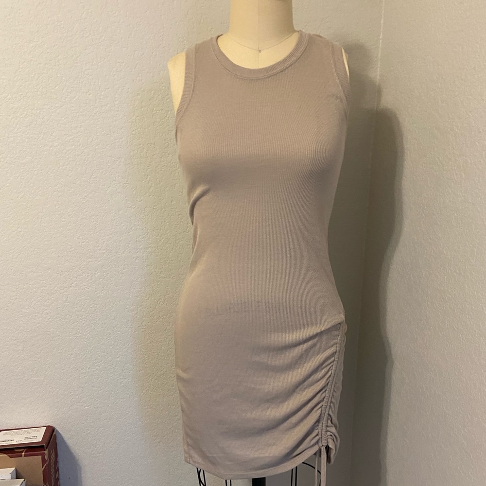 Taupe Fitted Shirt Dress